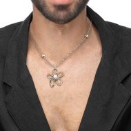 Collana fiore con perla centrale