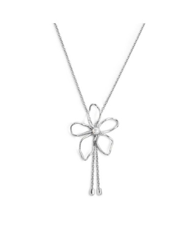 Collana fiore saliscendi con perla centrale