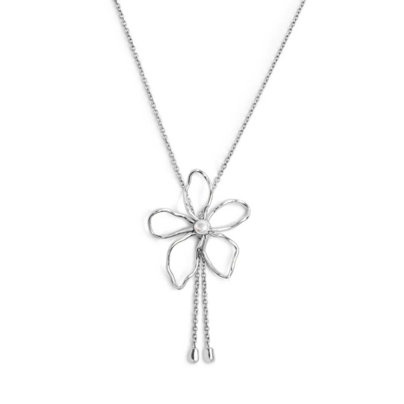 COLLANA ACC FIORE CON PERLA 90CM