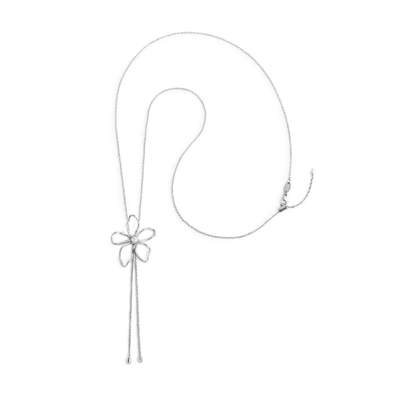 Collana fiore saliscendi con perla centrale