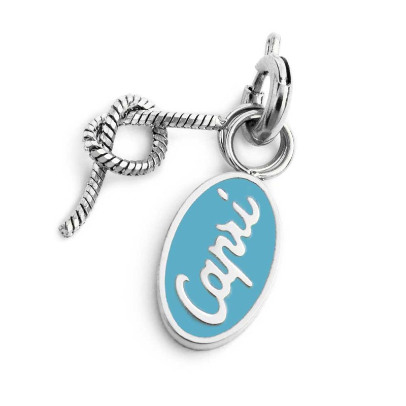 DOPPIO CHARM ACC CAPRI CON SMALTO AZZURRO E NODO