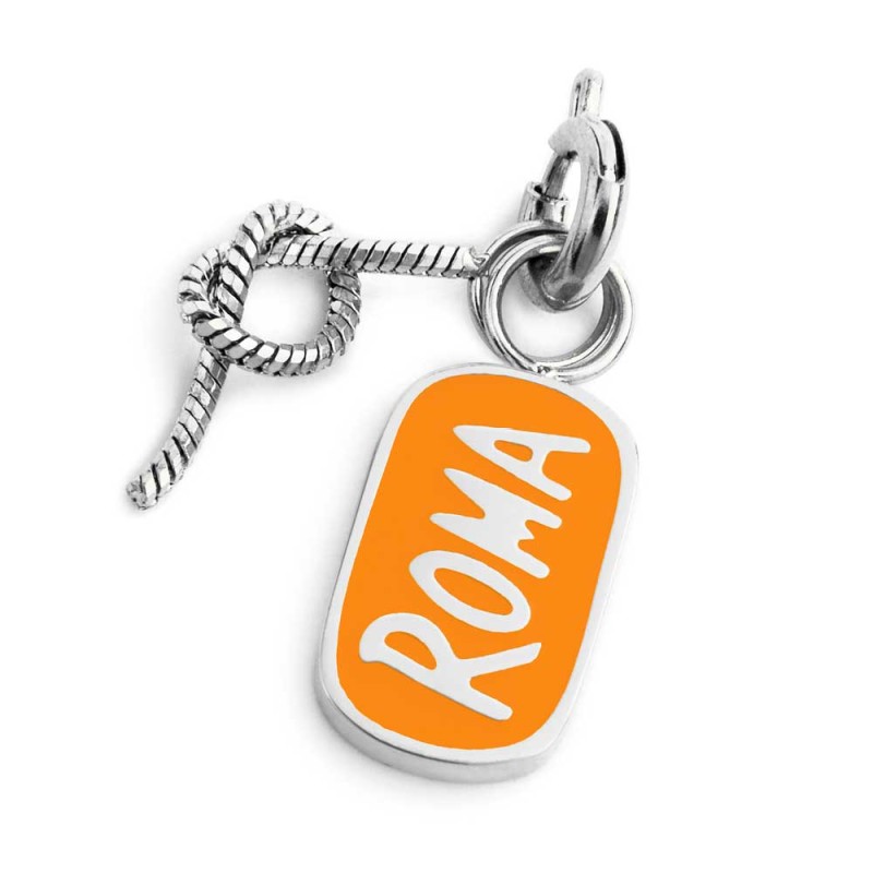 DOPPIO CHARM ROMA CON SMALTO ARANCIO E NODO