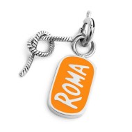 DOPPIO CHARM ROMA CON SMALTO ARANCIO E NODO