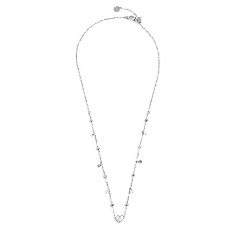Collana cuore madreperla con sfere e zirconi