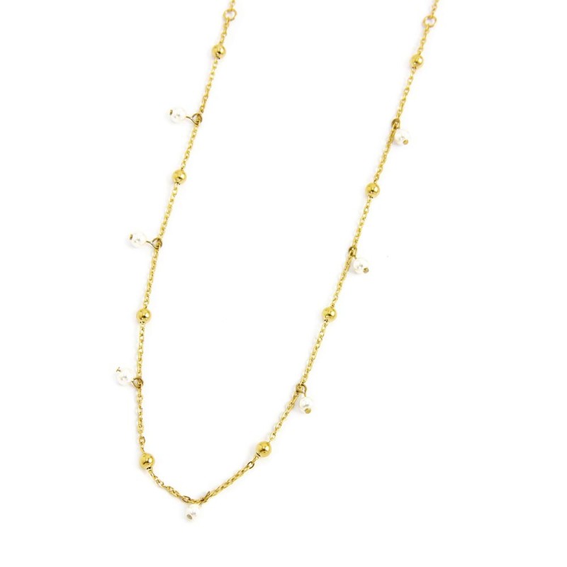 Collana catena con sfere e perle