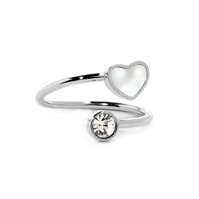 Anello cuore madreperla e cristalli