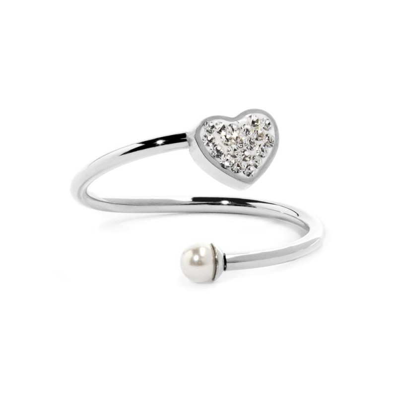 ANELLO CUORE CON CRIST E PERLA