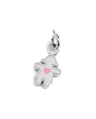 Charm bimba cuore smalto azzurro
