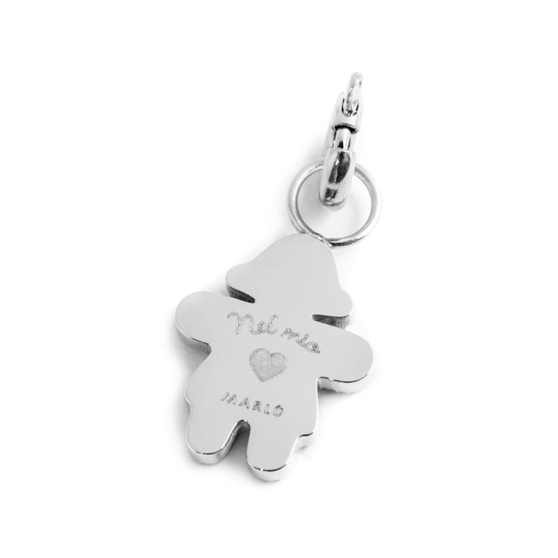 Charm bimba cuore smalto azzurro