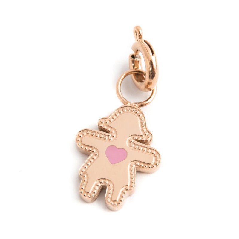 Charm bimba cuore smalto azzurro