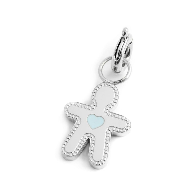 Charm bimbo cuore smalto azzurro