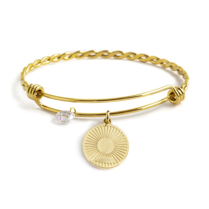 Bracciale rigido sole pendente con perla