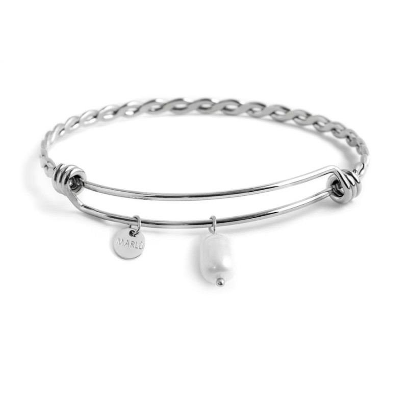 Bracciale rigido bangle torchon con perla