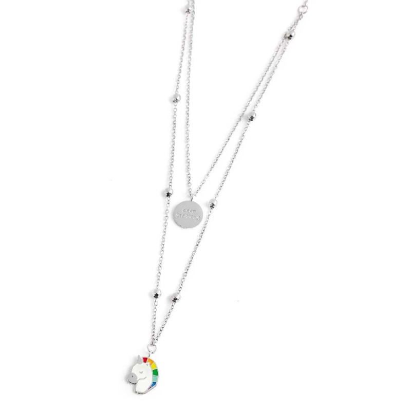 COLLANA DOPPIA PENDENTE UNICORNO