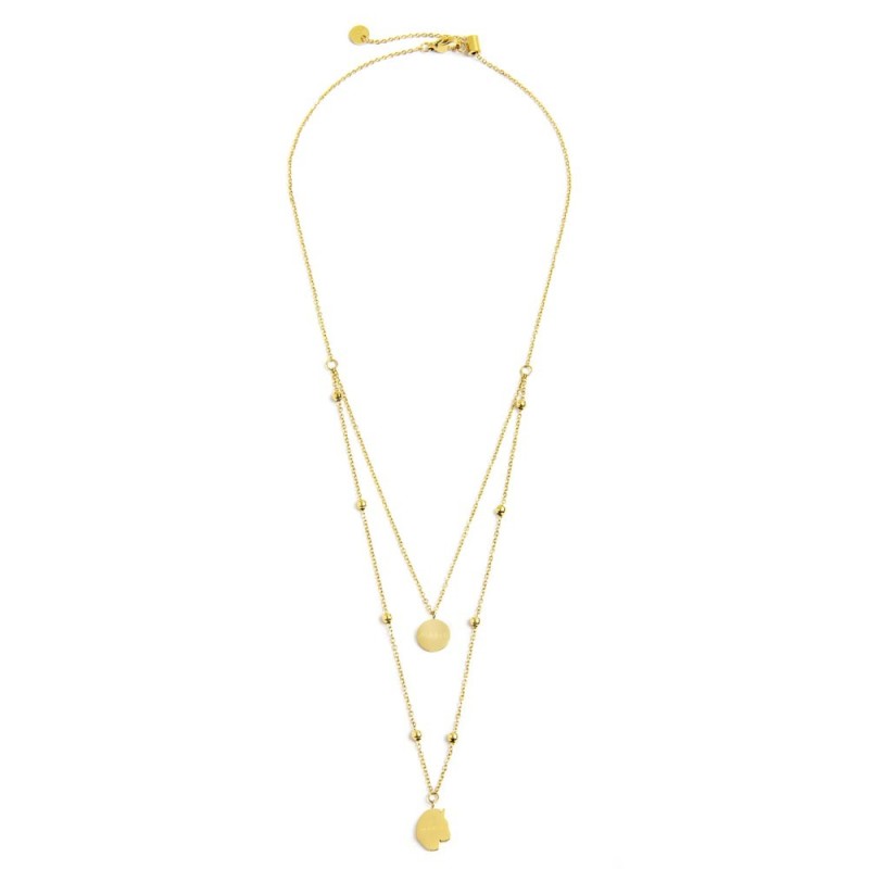 COLLANA DOPPIA PENDENTE UNICORNO