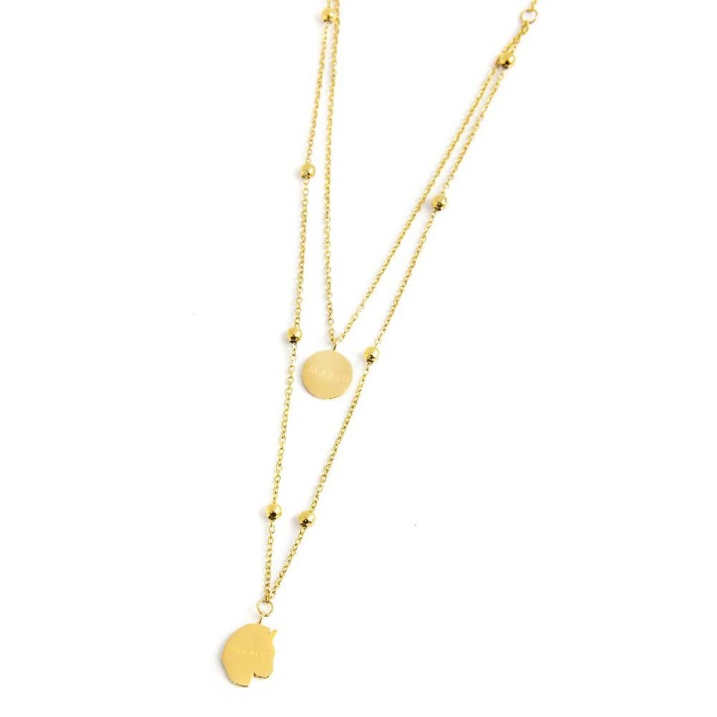 COLLANA DOPPIA PENDENTE UNICORNO