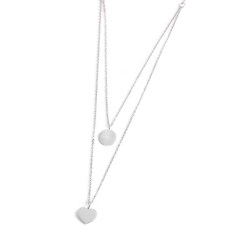 COLL DOPPIA CATENA PEND CUORE