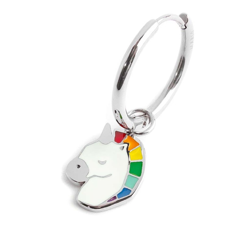 Orecchino a cerchio unicorno