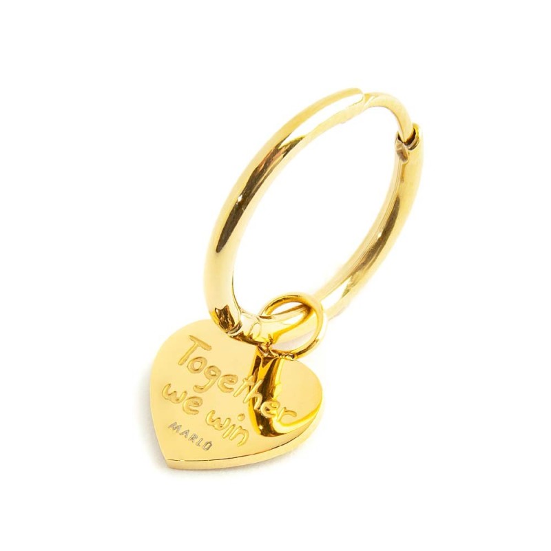 Orecchino a cerchio cuore arcobaleno