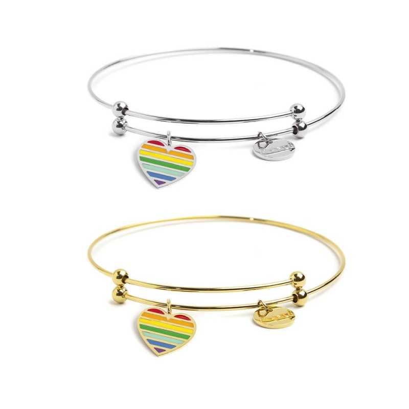 Bracciale rigido cuore arcobaleno