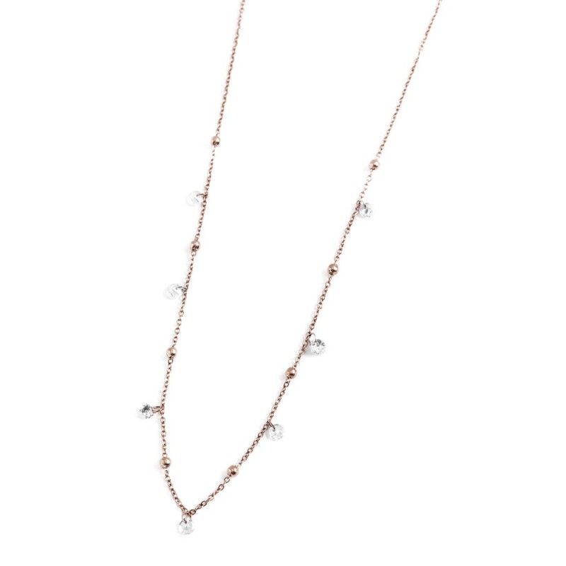COLLANA 45CM CON CUBIC ZIRCONIA E SFERE