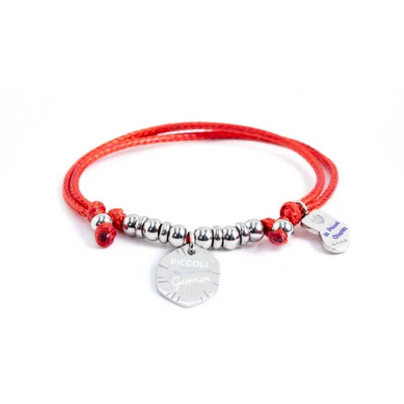BRACELET COTT STRING 2 CHARM Bracelet cotton string with thickness 1.20 mmm with s.steel beads 4*2.90mm, with 2 charms with enam
