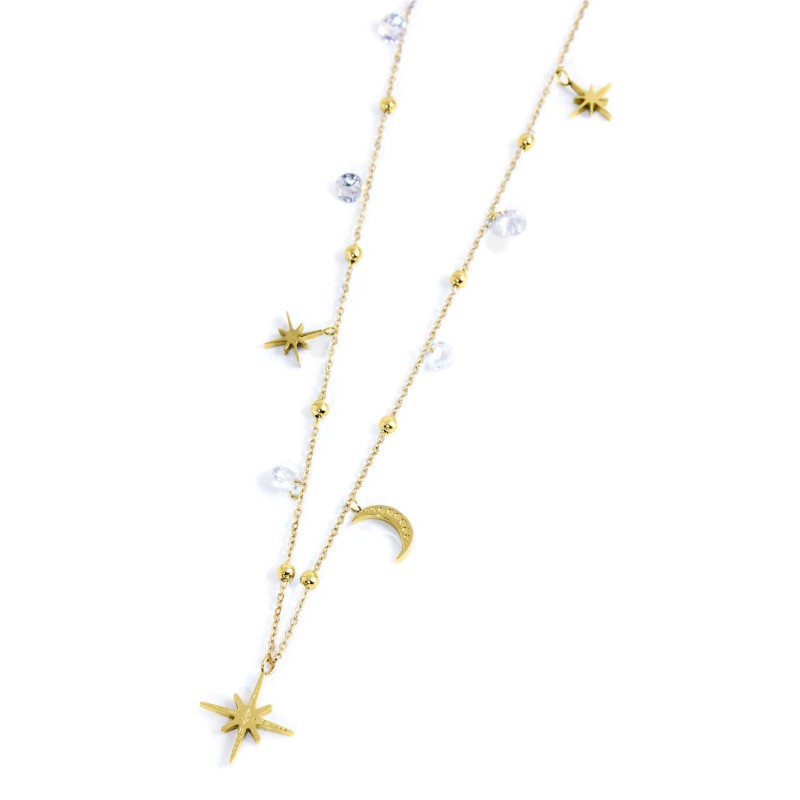 Collana lune e rosa dei venti con pendente rosa dei venti