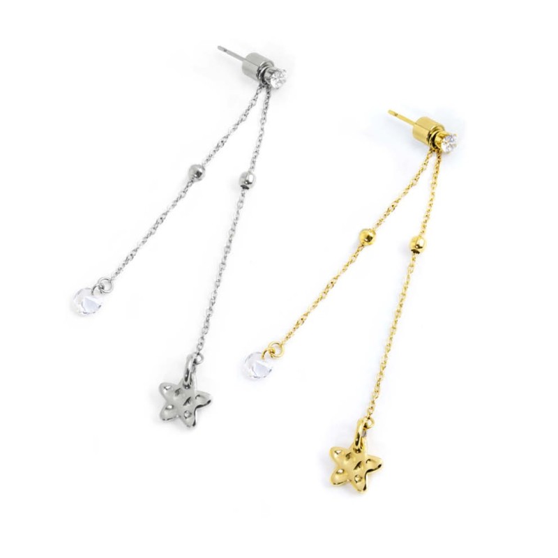 Orecchino pendente stella e zircone