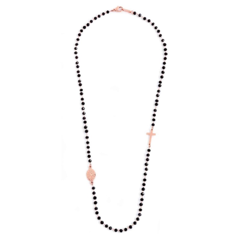 COLLANA ROSARIO CON CRISTALLI NERI