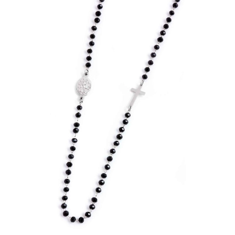 COLLANA ROSARIO CON CRISTALLI NERI