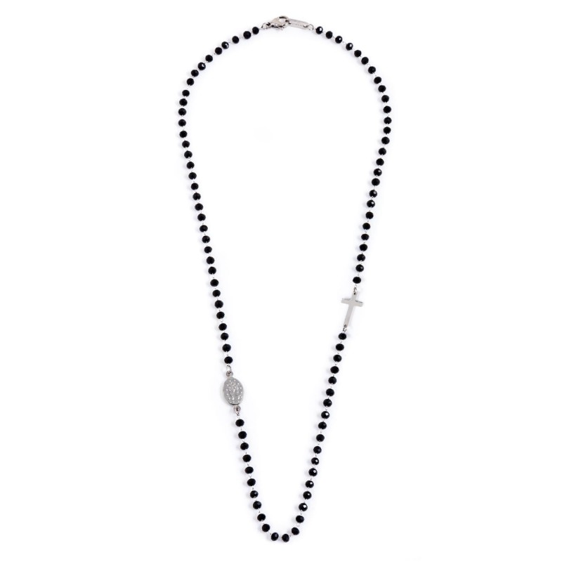 COLLANA ROSARIO CON CRISTALLI NERI