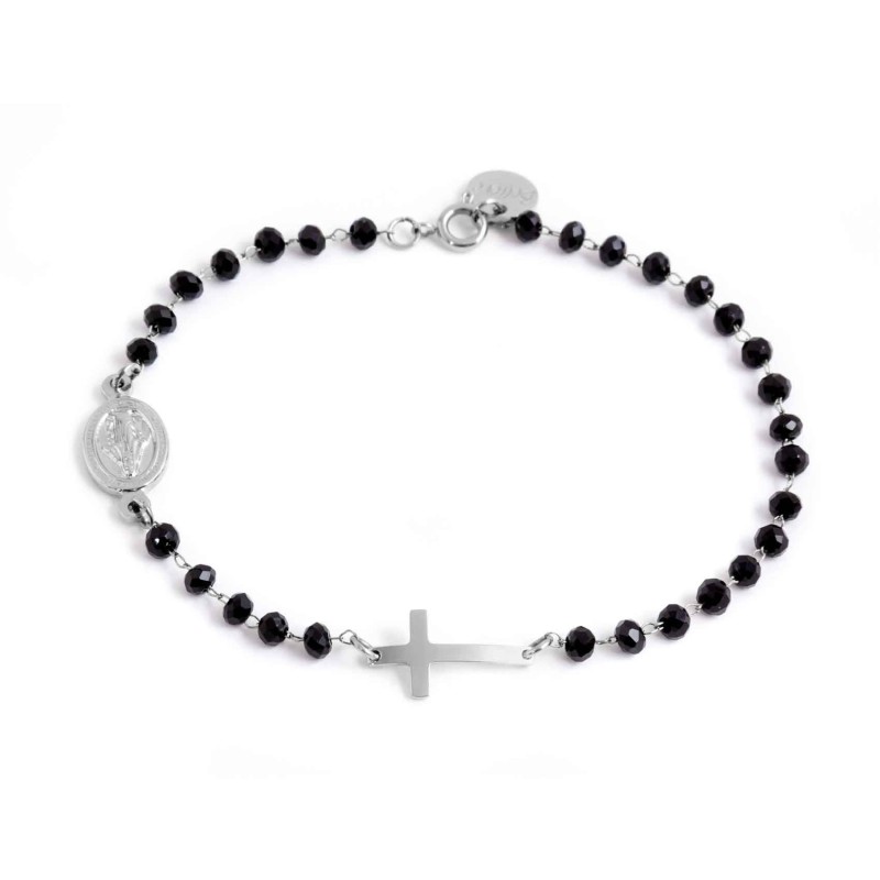 BRACC ROSARIO CON CRISTALLI NERI