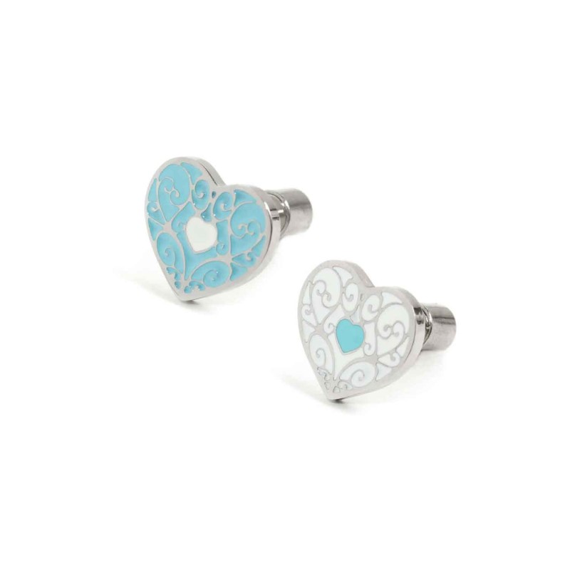 ONE S.STEEL TURQUOISE HEART EARRING