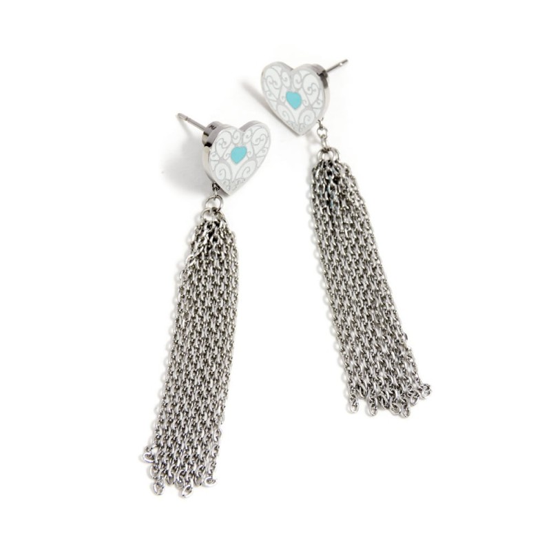 S.S.TURQUOISE HEART EARRING AND TASSEL S.S.TURQUOISE HEART EARRING AND TASSEL