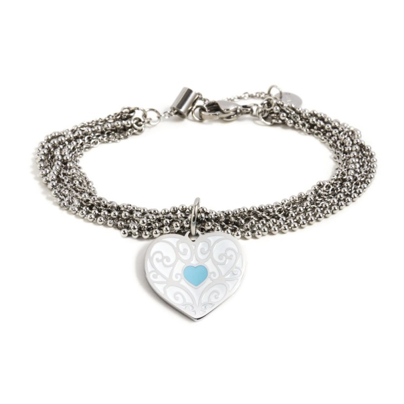 S.STEEL HEART BR DOUBLE CHAIN S.STEEL HEART BR DOUBLE CHAIN