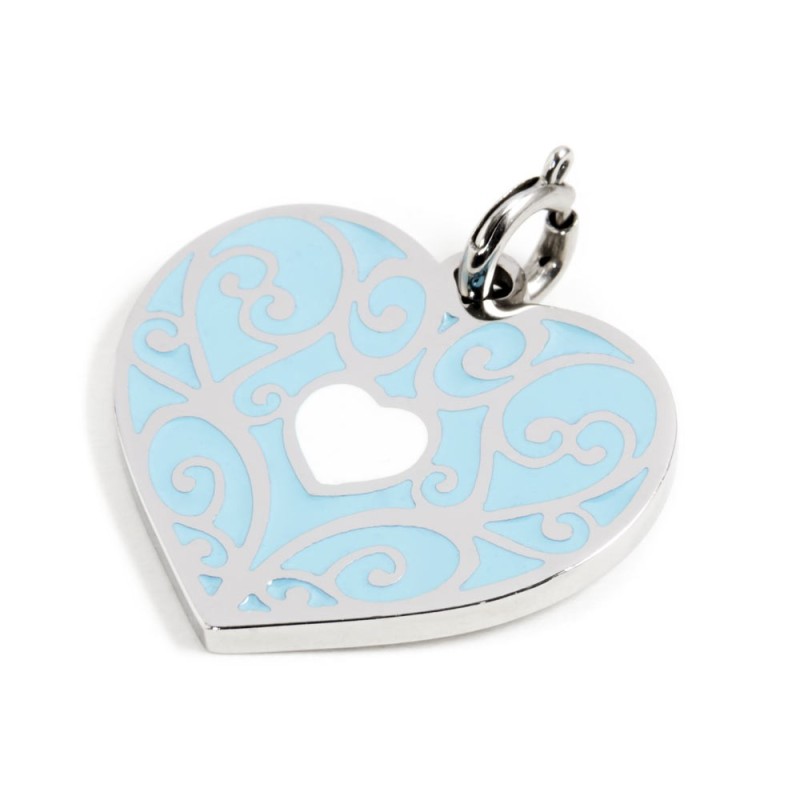 S.STEEL 25 MM TURQUOISE HEART CHARM S.STEEL 25 MM TURQUOISE HEART CHARM