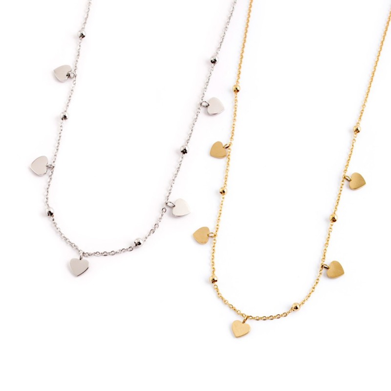 COLLANA CUORI LOVE ACCIAIO