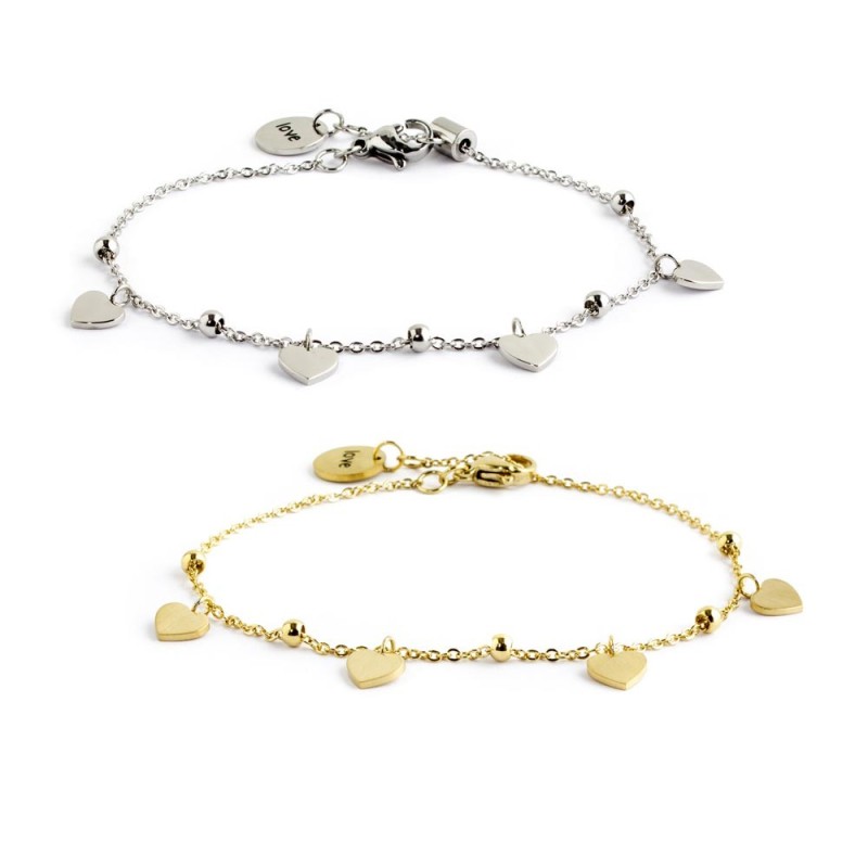 BRACCIALE ACCIAIO CUORI REGOLABILE