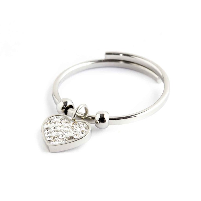 Anello cuore cristalli pendente