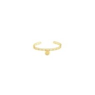 S.S.GOLD IP DOUBLE BANGLE WITH MEDAL S.steel gold ip double bangle size 57 mm (major axis)*48 mm (minor axis), the first texture