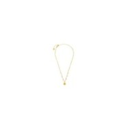 S.S GOLD IP NECKLACE WITH BALLS, CZ STONES AND SQUARED PEND S.steel gold ip necklace with market balls grumetta chain 1,40 mm wi