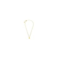 S.S GOLD IP NECKLACE WITH BALLS, CZ STONES AND SQUARED PEND S.steel gold ip necklace with market balls grumetta chain 1,40 mm wi