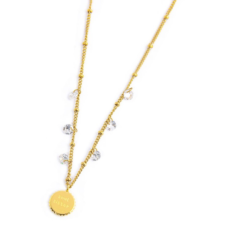 Collana medaglietta infinito pendente con zirconi