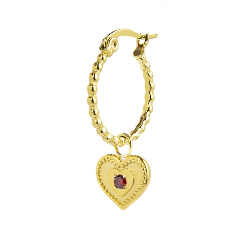 Orecchino a cerchio cuore pendente