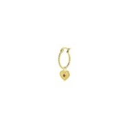S.S.GOLD IP SINGLE ROUND EAR WITH HEART PENDANT S.steel gold ip single round earring with balls texture 16,30 mm diameter, 1,40