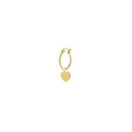 S.S.GOLD IP SINGLE ROUND EAR WITH HEART PENDANT S.steel gold ip single round earring with balls texture 16,30 mm diameter, 1,40