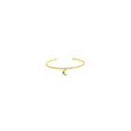 S.S.GOLD IP BALLS BANGLE WITH MOON PENDANT S.steel with gold ip bangle with balls texture by stamping, size 58,80*48 mm. On the
