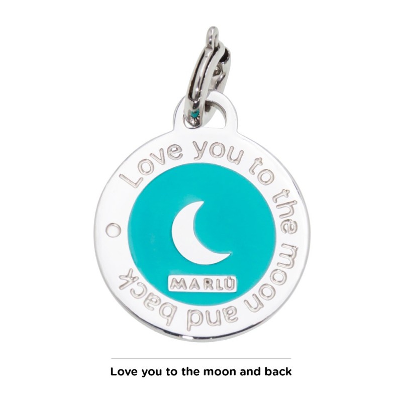 ROUND S.STEEL PENDANT MOON TURQUOISE