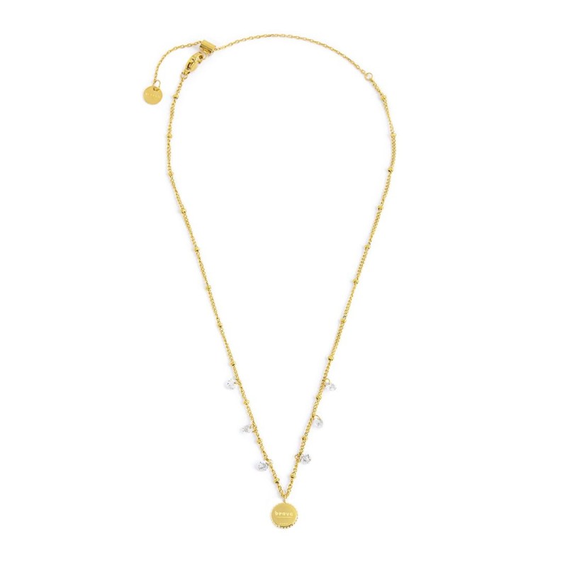 S.S GOLD IP NECKLACE BALLS, CZ STONES AND MEDAL PEND S.steel gold ip necklace with market balls grumetta chain 1,40 mm width, 0,