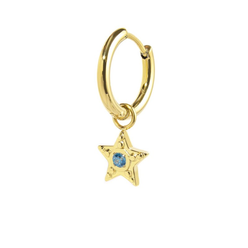 Orecchino a cerchio con stella pendente